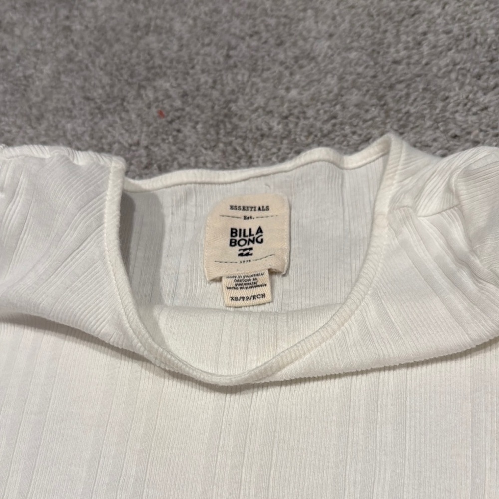White Ribbed Top with Ruffle Sleeves - Picture 2 of 3